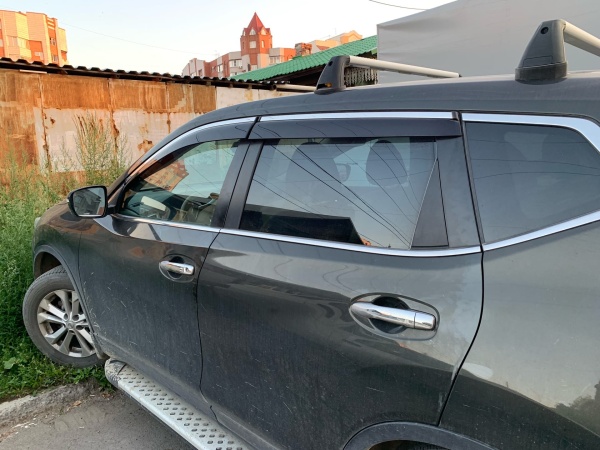 Дефлекторы окон Nissan X-Trail Т32 (2014-н.в.) (Хром молдинг) WIND