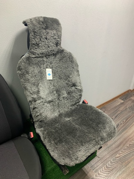 Меховая накидка на сиденье короткий ворс Серая (Австралия)