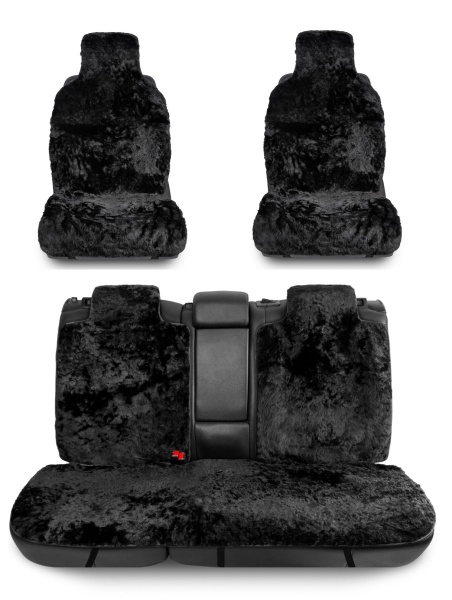 Накидки на сиденья из мутона Черные (комплект)