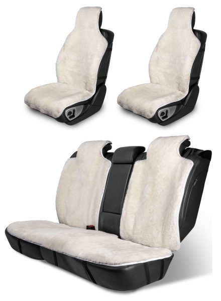 Меховые накидки на сиденья Белые комплект (Россия)