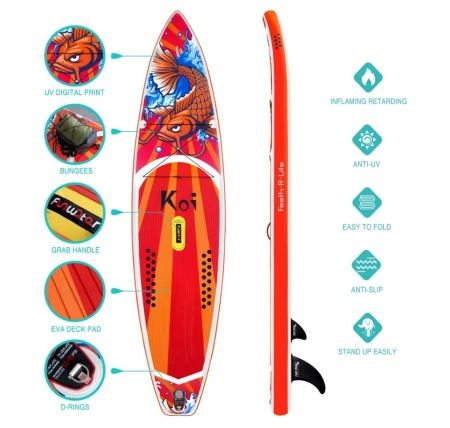 Надувная SUP-доска (сапборд) FunWater 01A Koi (350x83x15 cm)