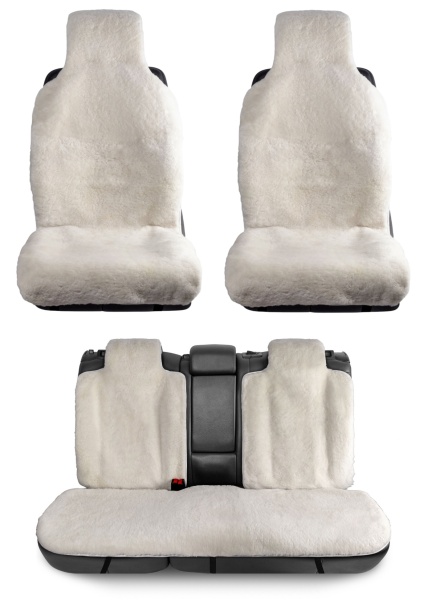 Накидки на сиденья из мутона Белые (комплект)