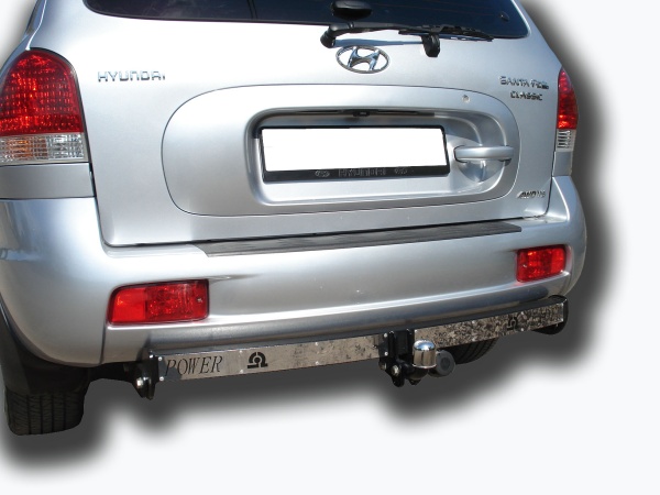 Фаркоп для Hyundai Santa Fe CLASSIC SM ТАГАЗ 200 с нержавеющей пластиной (без электрики) (2001-2006) (2007-2012) «ЛидерПлюс»