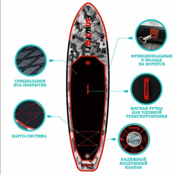 Надувная SUP-доска (сапборд) FunWater Honor Red 11'0 (330x84x15 cm)