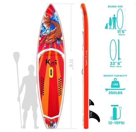 Надувная SUP-доска (сапборд) FunWater 01A Koi (350x83x15 cm)