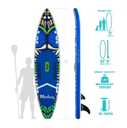 Надувная SUP-доска (сапборд) FunWater 02A Monkey (335x83x15 cm)