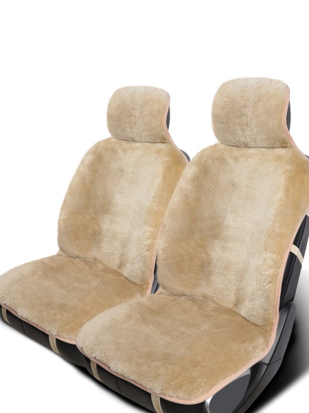 Меховые накидки на сиденья Бежевые комплект (Россия)