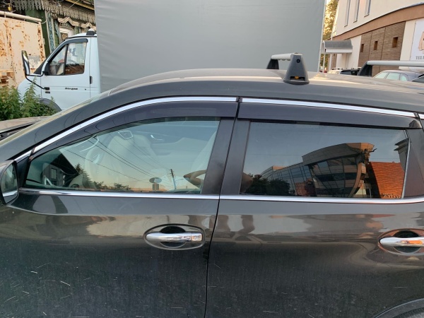 Дефлекторы окон Nissan X-Trail Т32 (2014-н.в.) (Хром молдинг) WIND