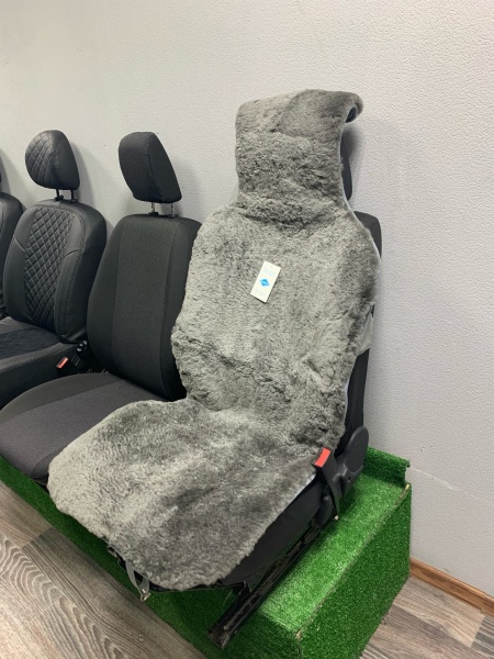 Меховая накидка на сиденье короткий ворс Серая (Австралия)